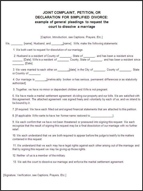 Printable Sample Divorce Papers Form | Divorce forms, Printable divorce papers, Divorce papers