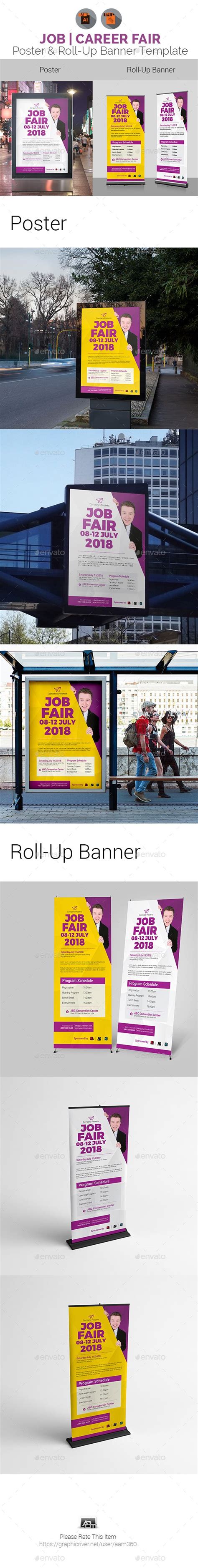 Job Fair Poster & Roll-Up Banner Template | Job fair, Banner template ...