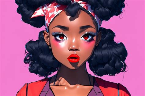 Premium AI Image | Illustration of young black teen girl for social network design Web header ...