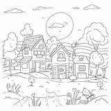 Villages Drawingtutorials101 Sketch Coloring Page sketch template