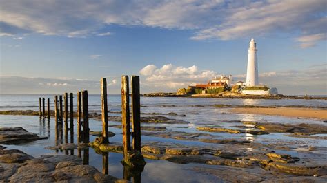 sunrise, England, Lighthouses, Bay, Tyne Wallpapers HD / Desktop and Mobile Backgrounds