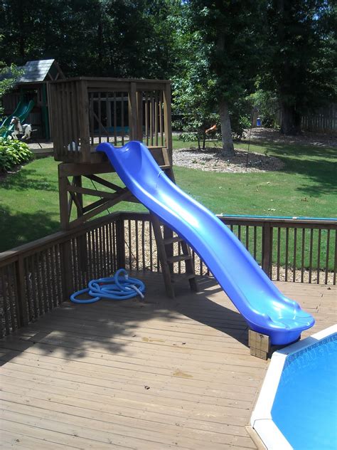 The Pool Slide Is Up Pool Slide Diy, Above Ground Pool, 46% OFF