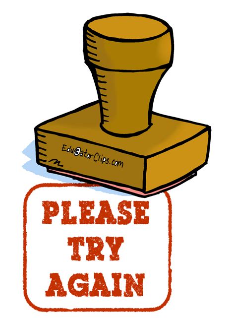 Please Try Again Rubber Stamp Clip Art
