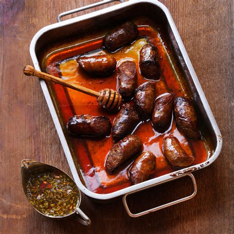 Honeyed Sausages with Soy Dipping Sauce recipe