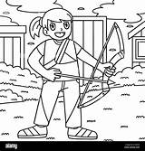 Archery Female Archer Ready To Aim Coloring Page Stock Vector Image  sketch template