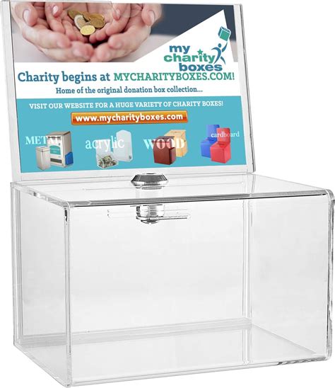 My Charity Boxes Inc. MCB – Clear Acrylic Donation Collection Box with ...