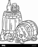 Pirate Rum And Barrels Isolated Coloring Page Stock Vector Image & Art  sketch template