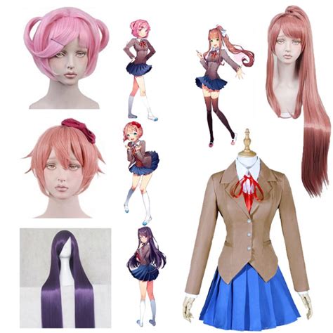 Cosplay costume Game DDLC Doki Doki Literature Club Natsuki Wig Monika ...