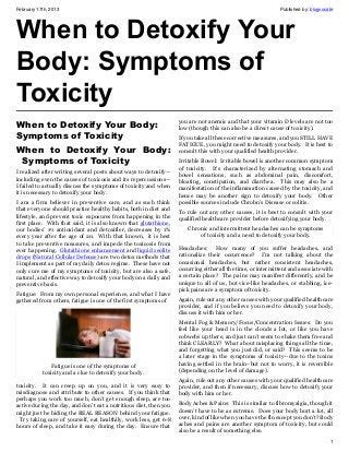 When to Detoxify Your Body: Symptoms of Toxicity