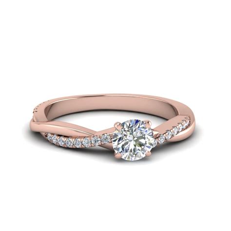 Round Twisted diamond Engagement Ring In 14K Rose Gold | Fascinating ...