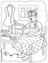 Professions Coloring page A Cute tailor Illustration For Children  sketch template
