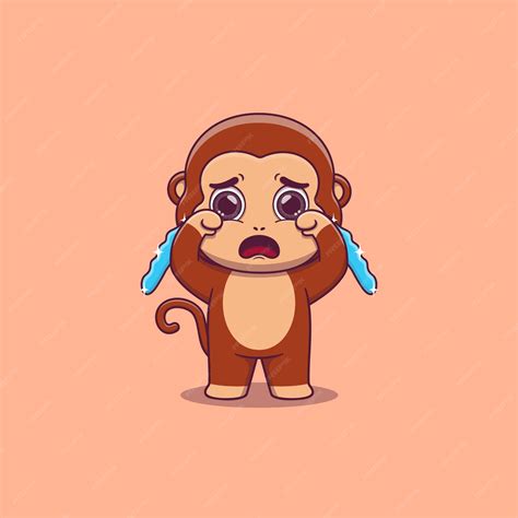 Premium Vector | Cute monkey crying with tears