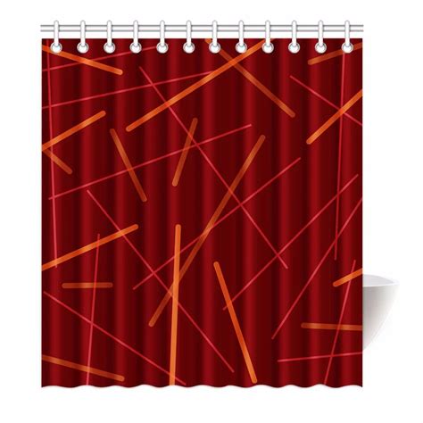 High Quality Arts Shower Curtains Red Abstract Line Pattern Bathroom ...