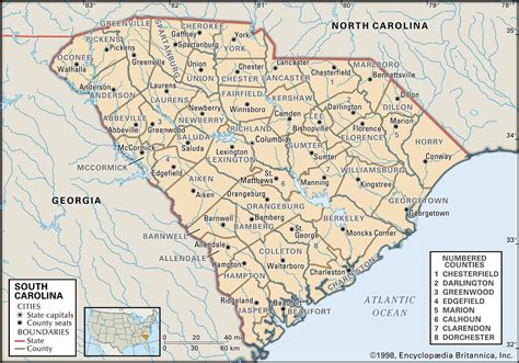 State and County Maps of South Carolina