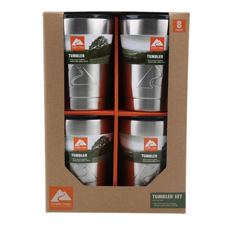 Ozark Trail Tumbler 10 oz Vacuum-sealed Stainless Steel Lowball, 4 pack ...