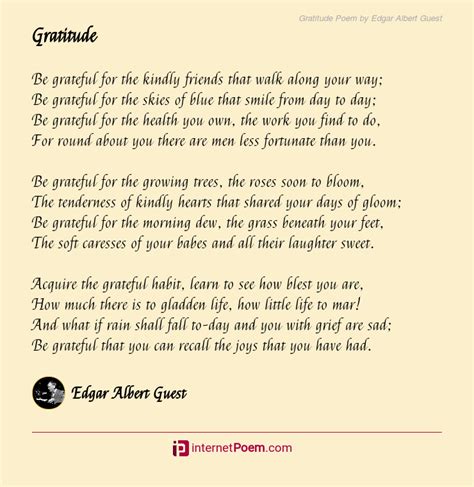 Gratitude Poem by Edgar Albert Guest