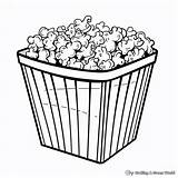 Popcorn Box Coloring Page Sketch sketch template