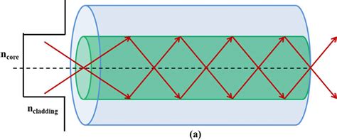 1: (a) Schematic diagram shows step index optical fiber guiding light... | Download Scientific ...