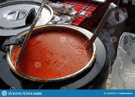 Hot soup in a cauldron stock image. Image of chorba - 132625127