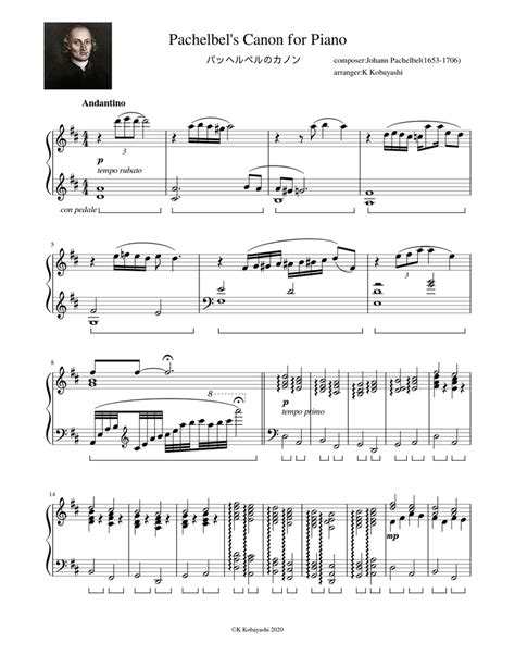 Pachelbel's Canon for piano Sheet music for Piano | Download free in PDF or MIDI | Musescore.com