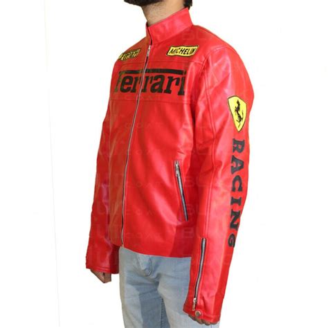 Red Ferrari Biker Jacket | Ferrari Motorcycle Leather Jacket For Men