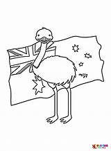 Emu With Australian Flag Coloring Page  Free Printable Pages sketch template