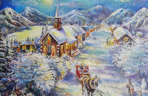 Christmas sleigh ride Painting by Alla Savinkov - Fine Art America