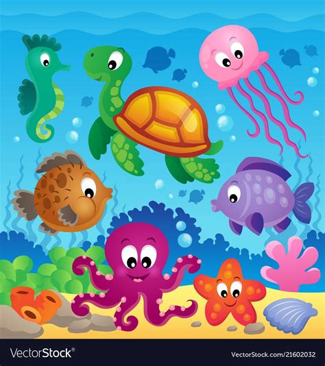 Image with undersea theme 7 vector image on VectorStock | Sommerliche bastelarbeiten ...