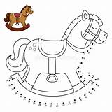 Dot To Rocking Horse Isolated Coloring Page Stock Vector  sketch template