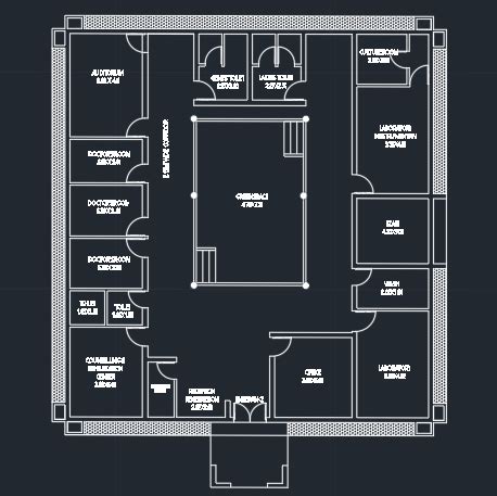 AUTOCAD 2D DRAWING HOSPITAL GROUND FLOOR PLAN , CIVIL ENGINEERING WORKS, AUTOCAD 2D PLANNING ...