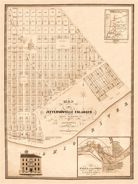 Beautifully restored map of Jeffersonville, Indiana from 1837 - KNOWOL