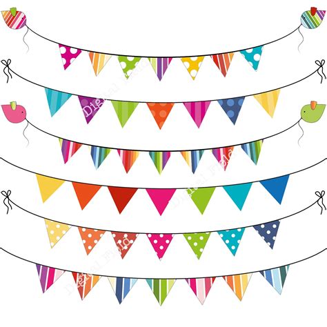 Colorful Summer Bunting Clip Art Set printable digital