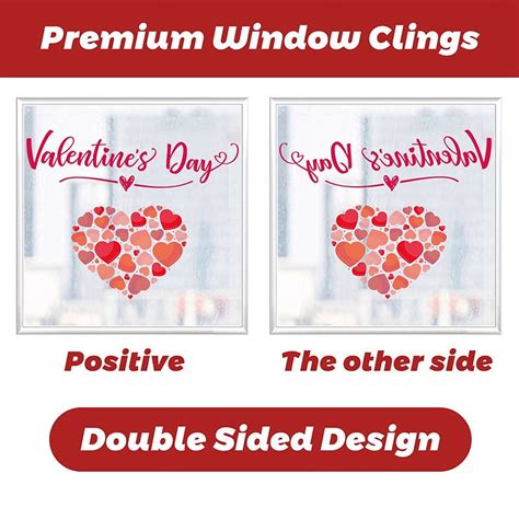 PEONAVET Valentine's Day Window Clings Decorations Valentines Day Window Heart Decor Valentine ...