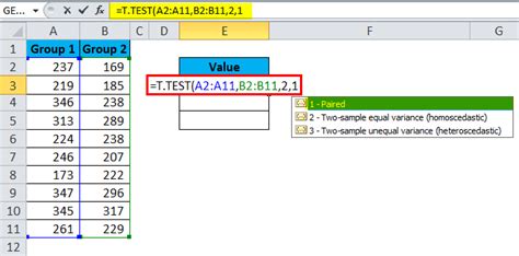 T TEST in Excel (Formula,Examples) | How to Use T.TEST Function?