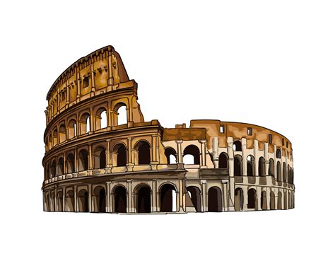 Coliseum in Rome, Italy, colored drawing, realistic. Vector ...