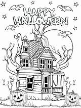 Halloween Haunted House  Coloring Pages For Adults sketch template