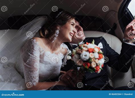 Happy Man and Woman Smiling Rejoicing in Wedding Day Stock Photo ...