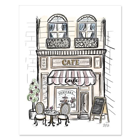 Cafe in France - Print | Cafe art, Café illustration, Drawings