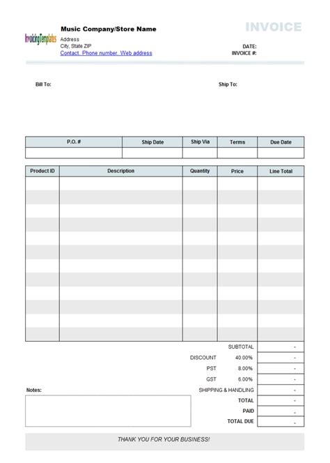 Free Editable Invoice Template * Invoice Template Ideas