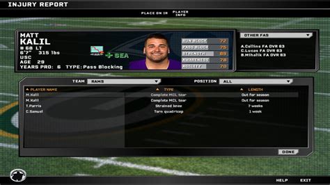 Matt Kalil shows on Injury Report tearing BOTH his MCLs, ouch. : r/Madden