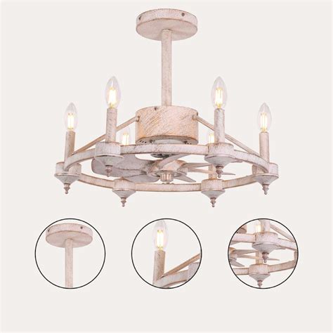 White Chandelier Ceiling Fan With Lights and Remote, 3 Speeds 7 ...