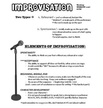 Drama Improv handout for unit - What is improv? by Dream On Cue | TpT