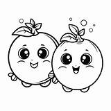 Two Cute Oranges From Coloring Pages Vector Basic Simple Cartoon  sketch template