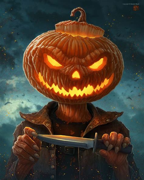 Pumpkin Head by Kerem Beyit | Pumpkin drawing, Evil pumpkin, Halloween ...