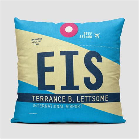 Airport Code Throw Pillow - EIS - Terrance B. Lettsome Intl Airport - British Virgin Islands