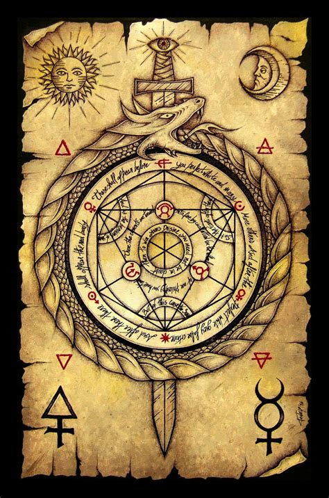 Alchemy Scroll (Ouroboros circle of transmutation) by tonelo on DeviantArt