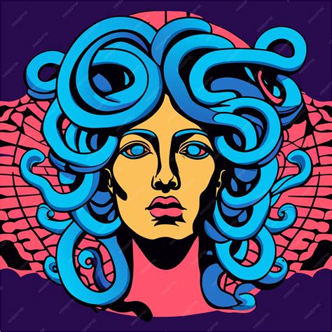 Premium Vector | Abstract medusa tattoo greek mythology pop art fusion