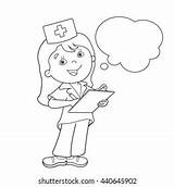 Coloring Page Outline Cartoon Doctor Profession เวกเตอร์สต็อก ปลอดค่า  sketch template