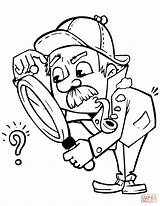 Detective With Magnifying Glass coloring Page  Free Printable Coloring sketch template