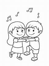 Dancing Couple Rain Drawing Sketch Coloring Page sketch template